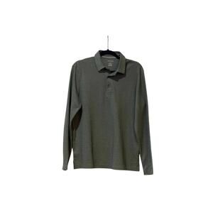 Van Heusen Men's Long Sleeve Classic Fit Polo Shirt Collar 3 Button Green Small